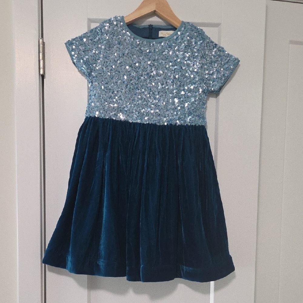 Mini Boden Blue Sequin Blue Velvet Formal Dress